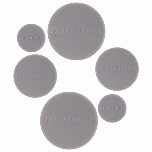 Магниты BRAUBERG "SUPER", 20 мм - 2 шт., 30 мм - 2 шт., 40 мм - 2 шт., серые фото 2