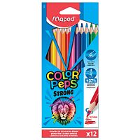 Карандаши цветные MAPED "COLOR PEP'S Strong", набор 12 цветов, грифель 3,2 мм, пластиковый корпус, 862712