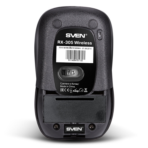 Мышь беспроводная SVEN RX-305W, 3 кнопки +1 колесо-кнопка, оптическая, черная, SV-03200305W фото 3