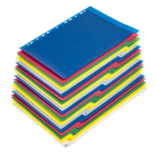 Разделитель пластиковый широкий BRAUBERG, А4+, 20 листов, цифровой 1-20, оглавление, цветной фото 3