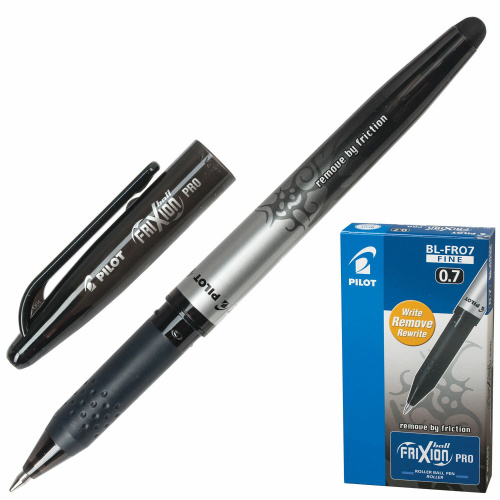 Ручка стираемая гелевая с грипом PILOT "Frixion Pro", корпус с печатью, линия письма 0,35 мм, черная