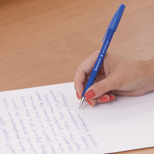 Ручка шариковая BRAUBERG "Capital-X", СИНЯЯ, корпус soft-touch синий, линия письма 0,35 мм, синяя фото 4