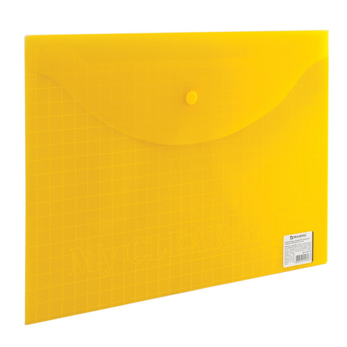 Папка-конверт с кнопкой BRAUBERG "My CLEAR BAG", А4, 0,15 мм, до 100 листов, прозрачная, ассорти фото 6