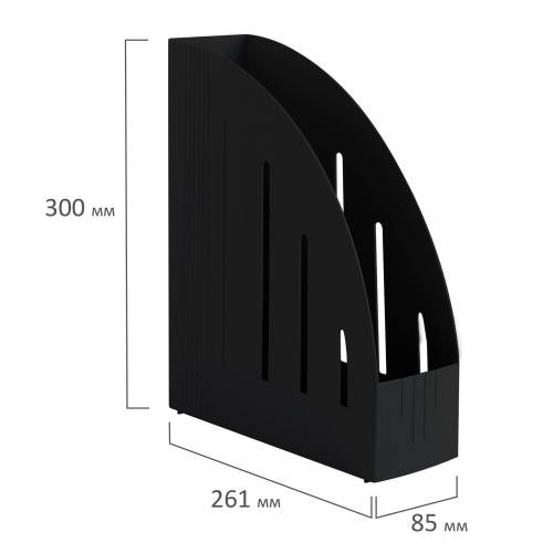 Лоток вертикальный для бумаг BRAUBERG "Energy", 261х85х300 мм, эргономичная форма, черный фото 5