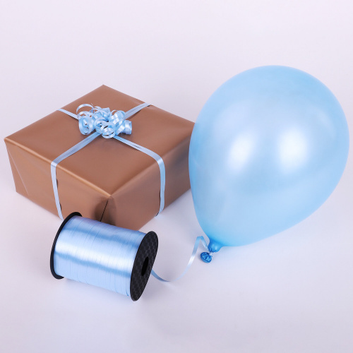 Лента упаковочная декоративная для шаров и подарков ЗОЛОТАЯ СКАЗКА, 5 мм х 500 м, голубая фото 5