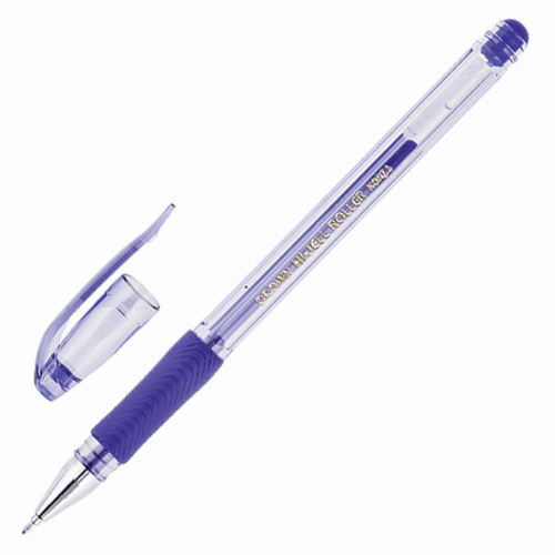 Ручка гелевая с грипом CROWN "Hi-Jell Needle Grip", линия письма 0,5 мм, синяя