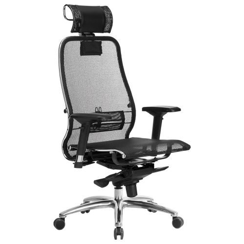 Кресло офисное МЕТТА "SAMURAI" S-3.04, с подголовником, сверхпрочная ткань-сетка, черное фото 8