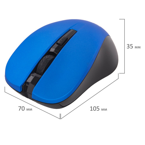 Мышь беспроводная с бесшумным кликом SONNEN V18, USB, 800/1200/1600 dpi, 4 кнопки, синяя фото 5