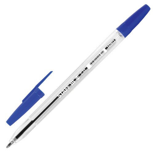 Ручка шариковая STAFF C-51, синяя, корпус прозрачный, линия письма 0,5 мм