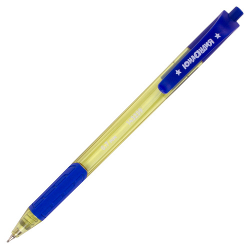 Ручка шариковая масляная автоматическая с грипом ЮНЛАНДИЯ COLOR MIX, линия письма 0,35 мм, синяя фото 6