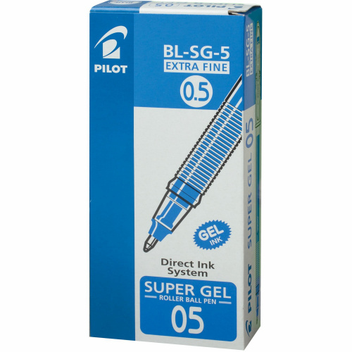 Ручка гелевая PILOT "Super Gel", корпус прозрачный, узел 0,5 мм, линия письма 0,3 мм, синяя фото 3