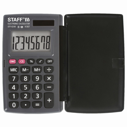 Калькулятор карманный STAFF, 104х63 мм, 8 разрядов, двойное питание фото 5