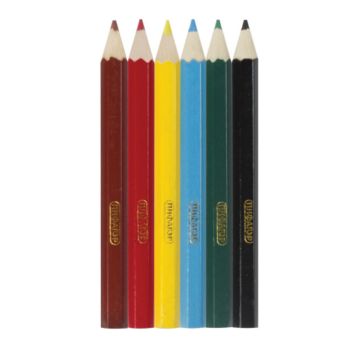 Карандаши цветные ПИФАГОР "МАЛЫШИ-КАРАНДАШИ", 6 цветов, укороченные заточенные фото 2