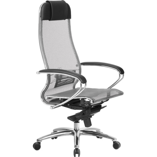 Кресло офисное МЕТТА "SAMURAI" S-1.04, сверхпрочная ткань-сетка, серое фото 4