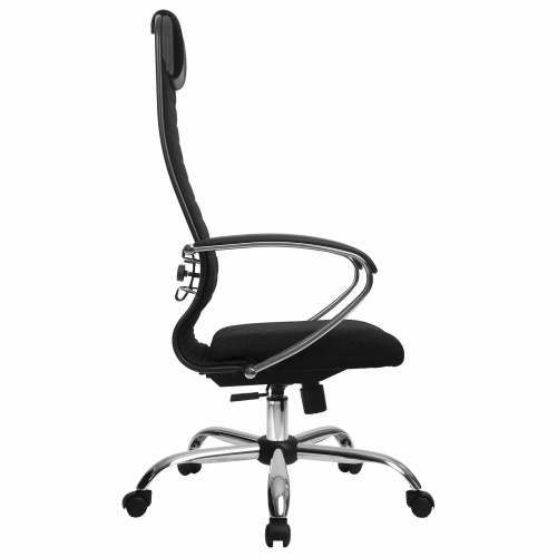 Кресло офисное МЕТТА "К-27" хром, ткань, сиденье и спинка мягкие, черное фото 6