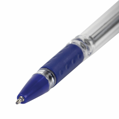 Ручка шариковая масляная с грипом STAFF "Basic OBP-11", линия письма 0,5 мм, синяя фото 7