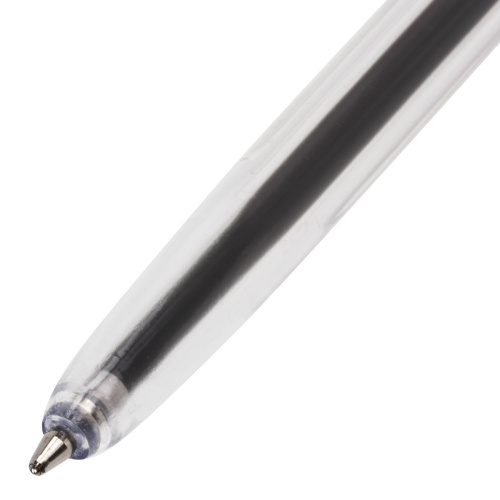 Ручка шариковая ОФИСМАГ "Line", корпус прозрачный, линия письма 0,5 мм, синяя фото 4