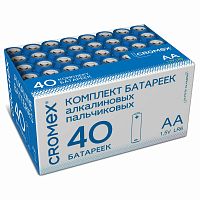 Батарейки алкалиновые CROMEX Alkaline, АА, пальчиковые, 40 шт., в коробке