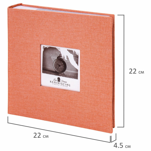 Фотоальбом BRAUBERG "Персик", 200 фото, 10х15 см, ткань, персиковый фото 5