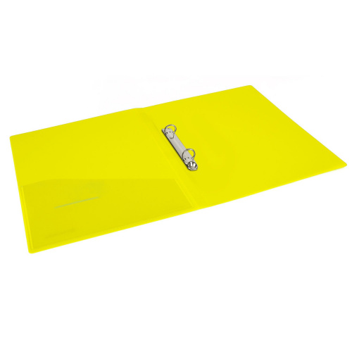 Папка на 2 кольцах BRAUBERG "Neon", 25 мм, до 170 листов, внутренний карман, неоновая, желтая фото 5