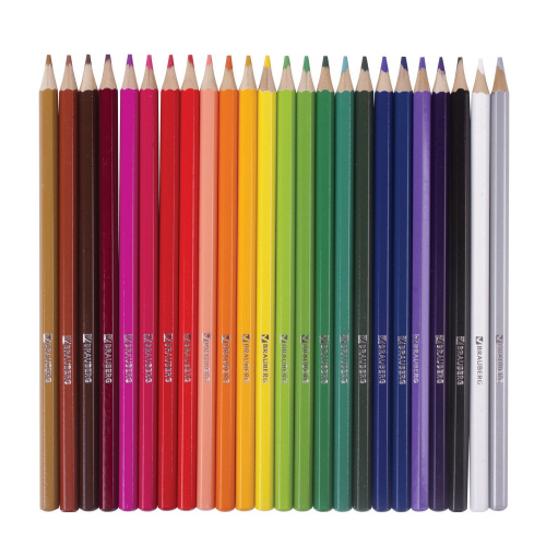 Карандаши цветные акварельные BRAUBERG "АКАДЕМИЯ", 24 цвета, шестигранные,высокое качество фото 3