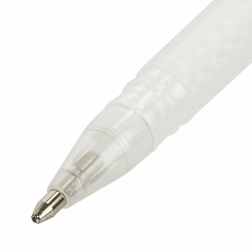 Ручка гелевая BRAUBERG Art Classic, корпус тонированный белый, линия 0,5 мм, белая фото 6