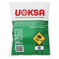 Материал противогололёдный UOKSA Двойной Контроль, 20 кг, до -25°C, хлорид кальция, соли