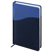 Ежедневник недатированный BRAUBERG "Bond", А5, 138х213 мм,  под кожу, 160 л., темно-синий/синий