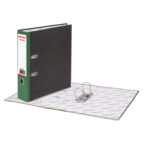 Папка-регистратор ОФИСМАГ, фактура стандарт, с мраморным покрытием, 75 мм, зеленый корешок фото 8