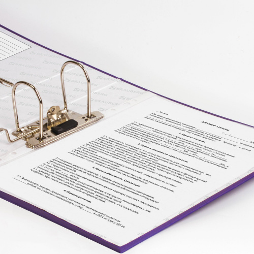 Папка-регистратор BRAUBERG, ламинированная, 75 мм, фиолетовая фото 6
