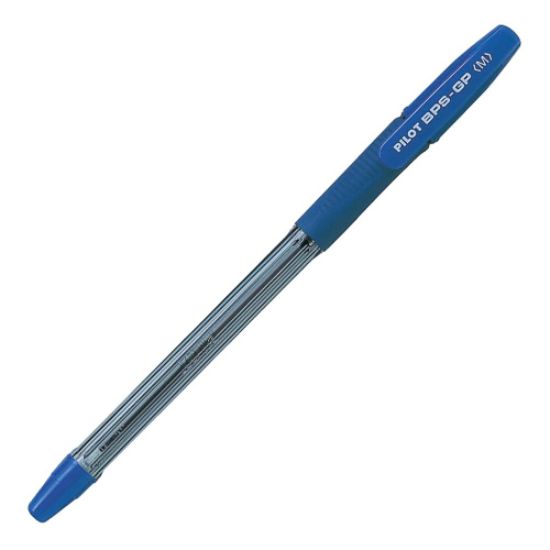 Ручка шариковая масляная с грипом PILOT "BPS-GP", корпус прозрачный, линия письма 0,4 мм, синяя фото 2