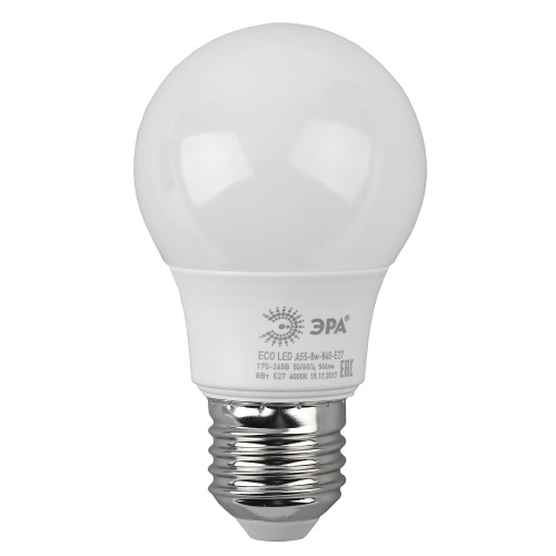 Лампа светодиодная ЭРА, 8 (60) Вт, цоколь E27, грушевидная, холодный белый свет, 25000 ч. фото 5