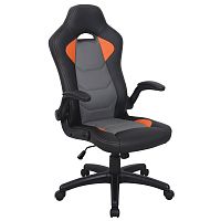 Кресло компьютерное BRABIX "Skill GM-005", откидные подлокотники, экокожа, черное/оранжевое