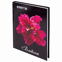 Блокнот STAFF, "Красный цветок на черном", А6, 110х147 мм, 80 л., твердый переплет, ламинир. обложка