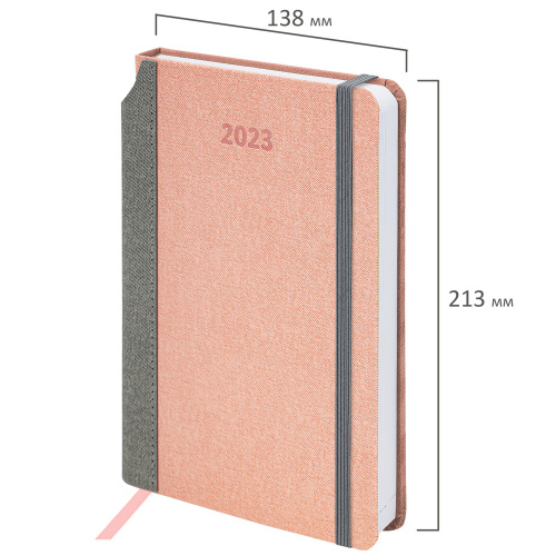 Ежедневник датированный 2023 BRAUBERG "Mosaic", А5, 138x213 мм, под кожу, розовый фото 9
