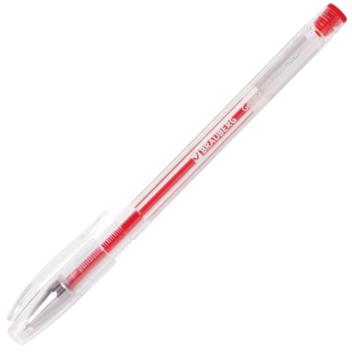 Ручка гелевая BRAUBERG "Jet", корпус прозрачный, узел 0,5 мм, линия письма 0,35 мм, красная фото 3