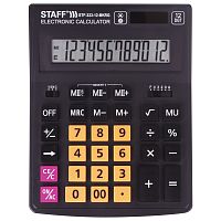 Калькулятор настольный STAFF, 200x154 мм, 12 разрядов, черно-оранжевый