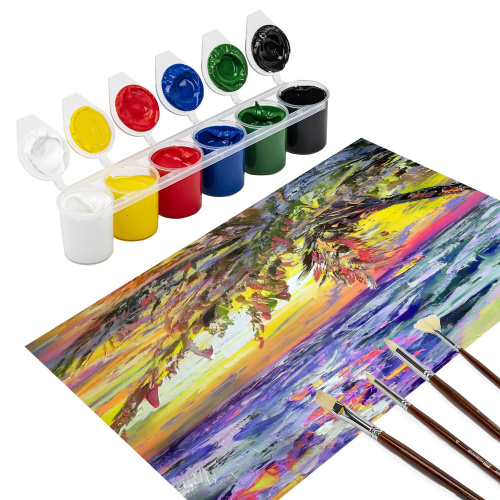 Краски акриловые для рисования и хобби ОСТРОВ СОКРОВИЩ, 6 цветов по 25 мл фото 6
