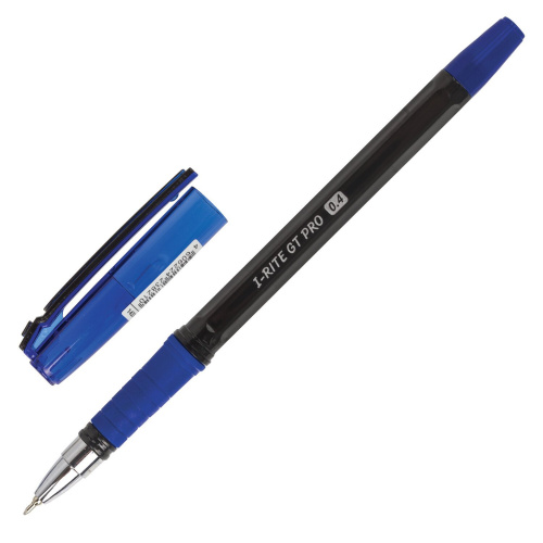 Ручка шариковая масляная с грипом BRAUBERG "i-Rite GT PRO", корпус тонирирован, узел 0,4 мм, синяя
