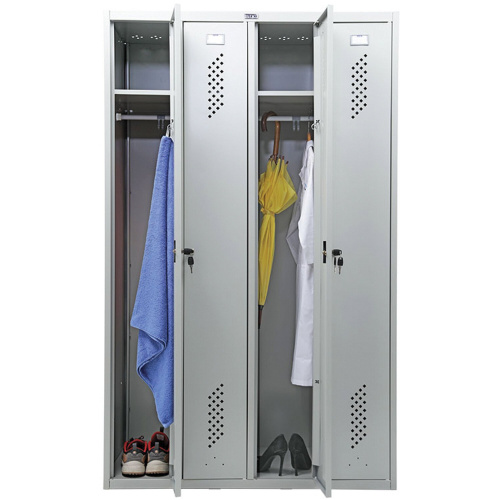 Шкаф металлический для одежды ПРАКТИК "LS-41", четырехсекционный, 1830х1130х500 мм, 55 кг, разборный фото 2