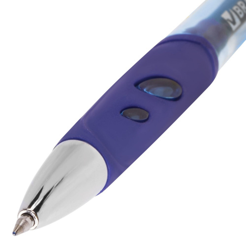 Ручка гелевая автоматическая с грипом BRAUBERG "Officer", синий, узел 0,5 мм, синяя фото 7