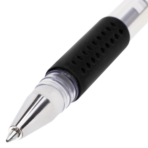Ручка гелевая с грипом STAFF "EVERYDAY", корпус прозрачный, линия письма 0,35 мм, черная фото 7