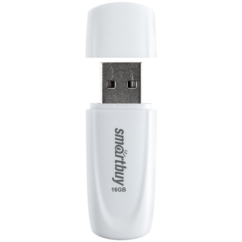Флеш-диск 16GB SMARTBUY Scout USB 2.0, белый, SB016GB2SCW фото 3
