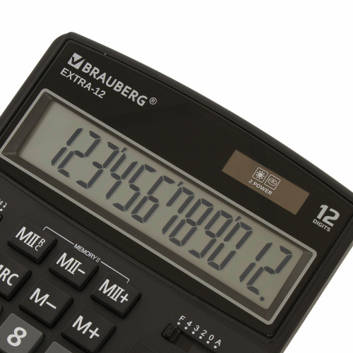 Калькулятор настольный BRAUBERG, 206x155 мм, 12 разрядов, двойное питание, черный фото 5