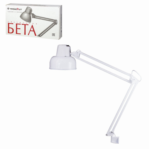 Светильник настольный ТРАНСВИТ "Бета", лампа накаливания/люминесцентная/светодиодная до 60 Вт, белый