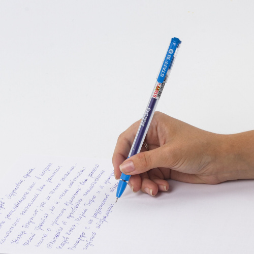 Ручка гелевая с грипом STAFF "College", корпус прозрачный, линия письма 0,3 мм, синяя фото 6