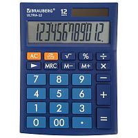 Калькулятор настольный BRAUBERG, 192x143 мм, 12 разрядов, двойное питание, синий