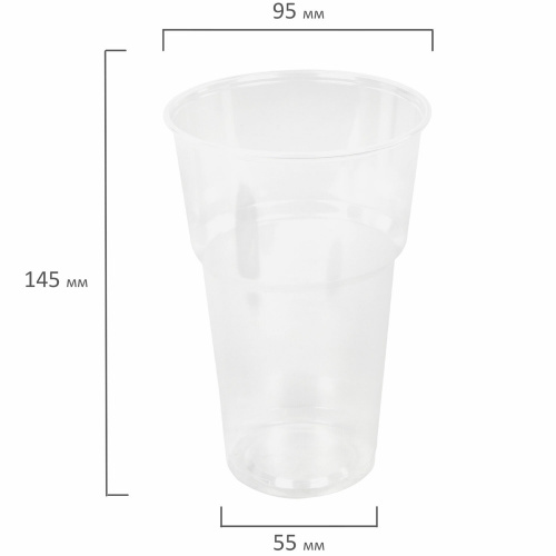 Одноразовые стаканы LAIMA, 500 мл, 20 шт., пластиковые, прозрачные, ПП, холодное/горячее фото 5