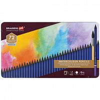Карандаши художественные цветные акварельные BRAUBERG ART PREMIERE, 72 цвета, 4 мм, металл. кейс