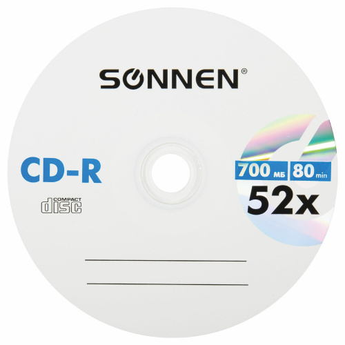Диски CD-R SONNEN, 700 Mb, 52x, 25 шт. фото 2